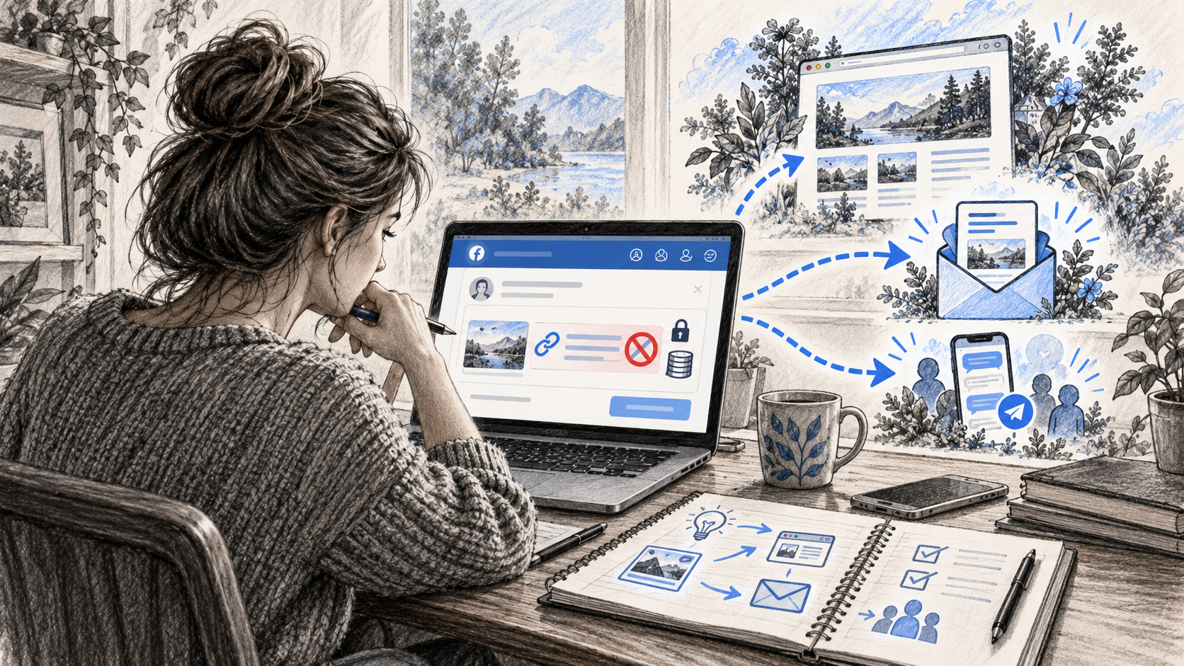 Illustrazione delle alternative gratuite per portare lettori da Facebook verso un sito indipendente