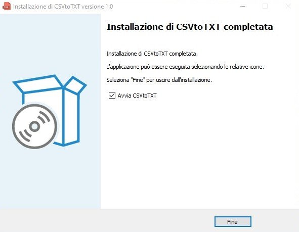 Installazione completata di CSVtoTXT